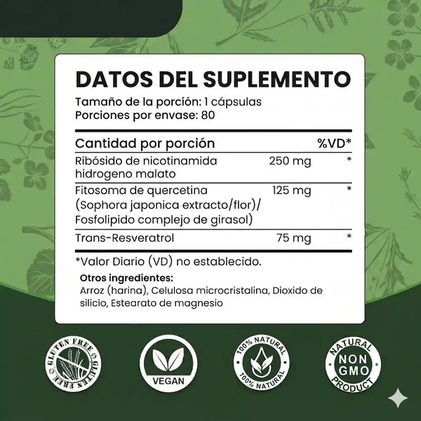 Tabla nutricional NAD+ Reus Research