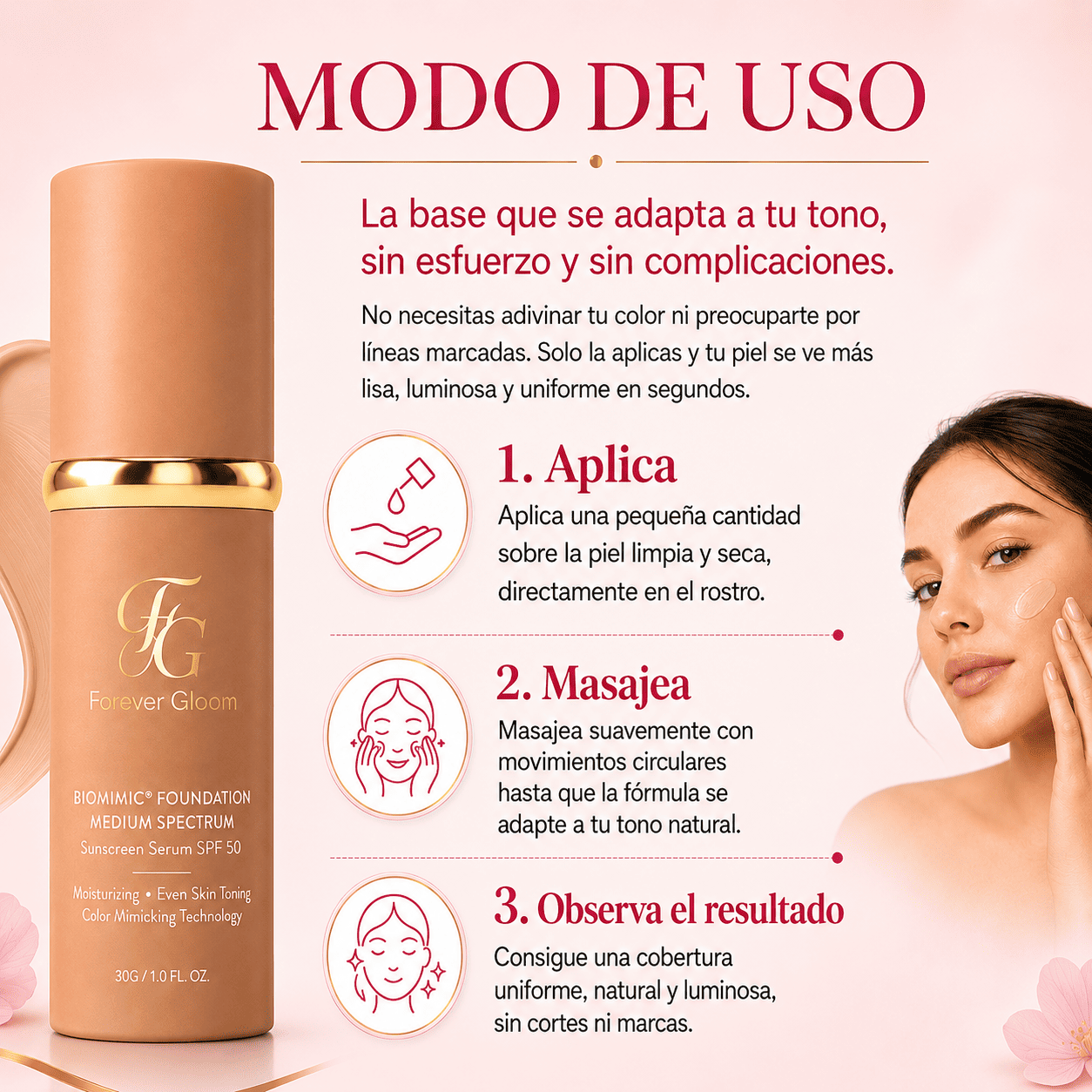 Base 4 en 1 - Protección (SPF 50)  y Cobertura Total